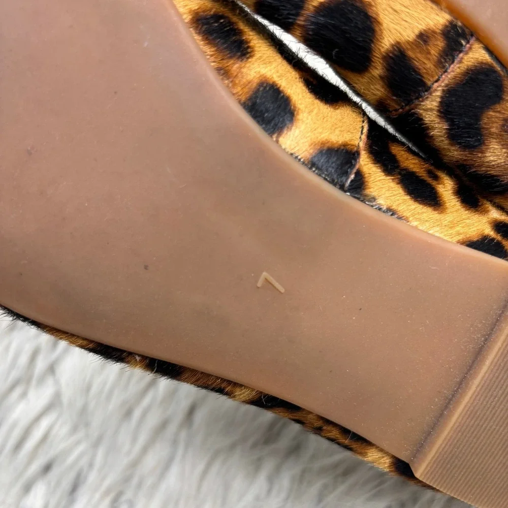 Madewell Women's 7 Leopard Animal Print Calf Hair Leather Ballet Flats Dopamine